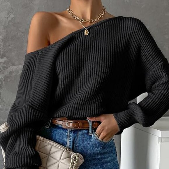 ***FREE WITH ANY PURCHASE**** WOMANS TRENDY BACK DROP SHOULDER SWEATER SZ L - Picture 2 of 6